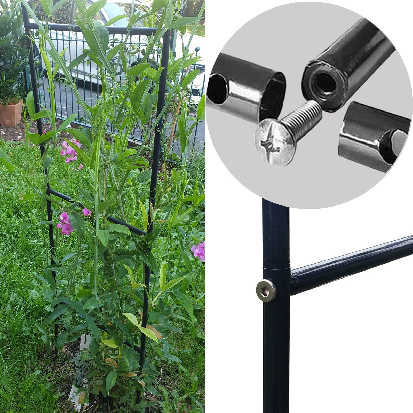Metall Garten Rankgitter 200/220/230cm Groß Birnenform Rose Unterstützung Hochzeit Party Brautkleidung Abschlussball Garten Blume Rankgitter - Weiß Größe:B 2,0m x H 2,0m x T 0,4m