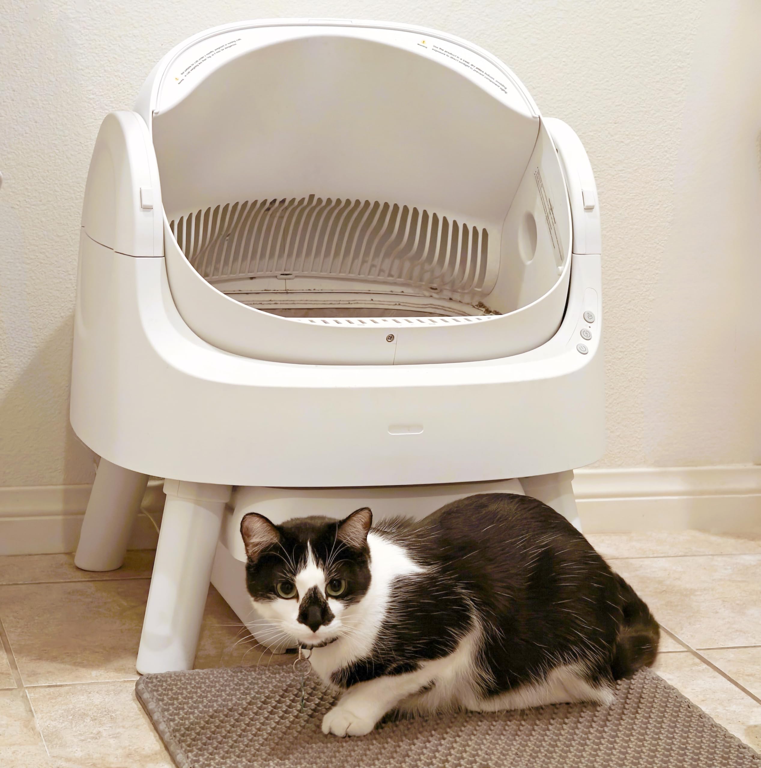 Fresh Whisker Self Cleaning Open Top Automatic Cat Litter Box for Multiple Cats, Open-Top Design for Integrated Safety, Quiet Operation, Multi-Layer Protection (White)