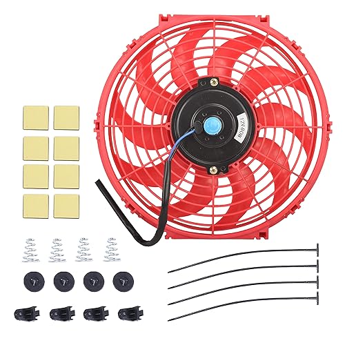 Ventilador delgado de 12 pulgadas, ventilador eléctrico de enfriamiento para radiador, motor universal de alto rendimiento de 12 V 80 W con kit de