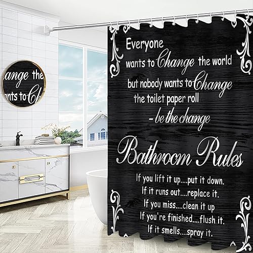 Miniatura 34 de Juego de 4 cortinas de ducha de mármol, modernos juegos de baño con tapa de inodoro, tapete de contorno y tapete de baño, decoración de baño de lujo