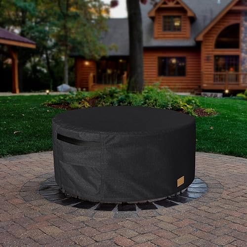 Vista 18 de Round Fire Pit Cover for 15 Inch Ranger Cover Waterproof 15 Inch Ranger Accessories Outdoor Heavy Waterproof Protective Round (Black)