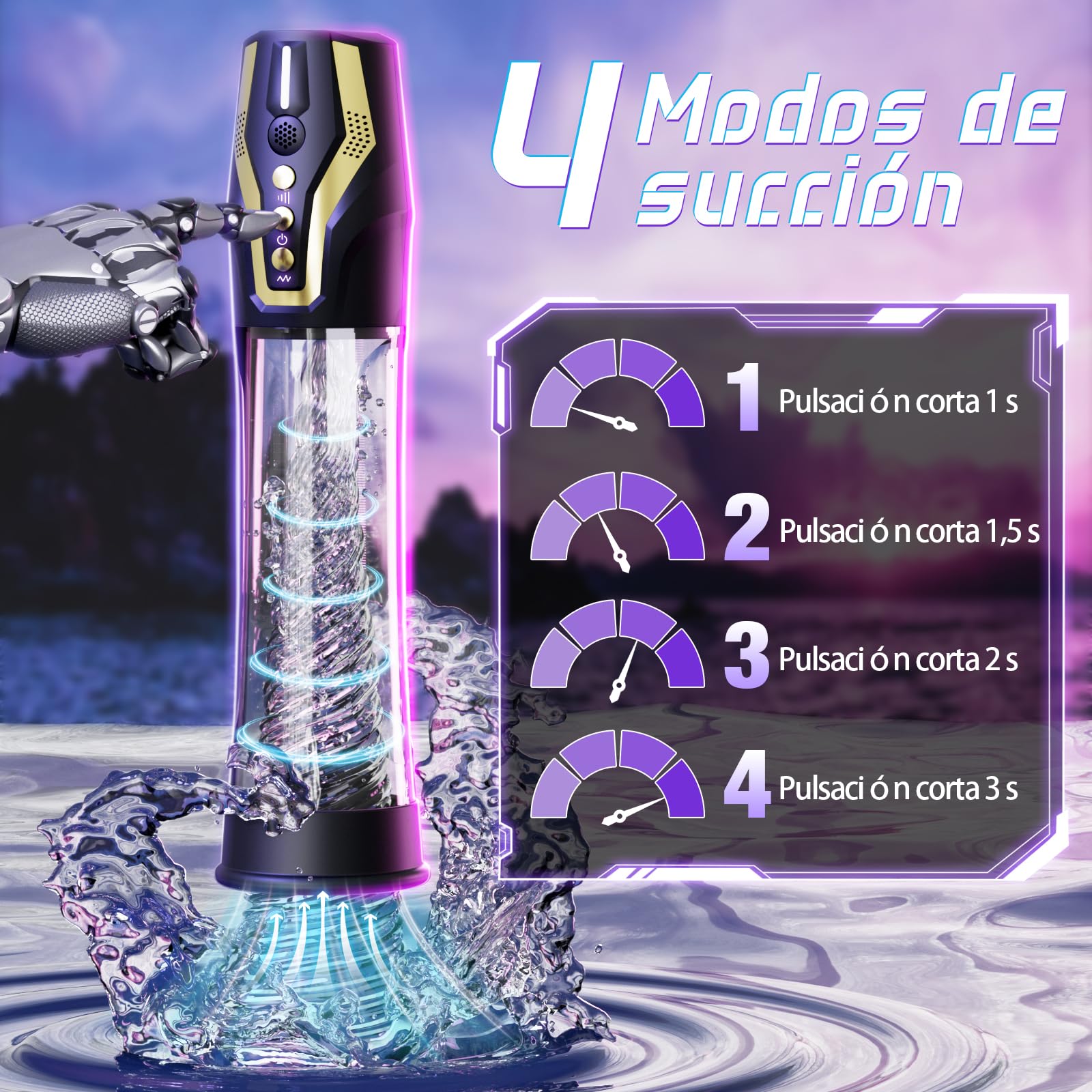 Alargador de Pene Masturbador Hombre Automatico - Control por Voz Bomba de Vacio Erector con 4 Modos de Succión & Bombeo, Masturbador Masculino Alargador Pene Masturbádores Masculino Sex Toys