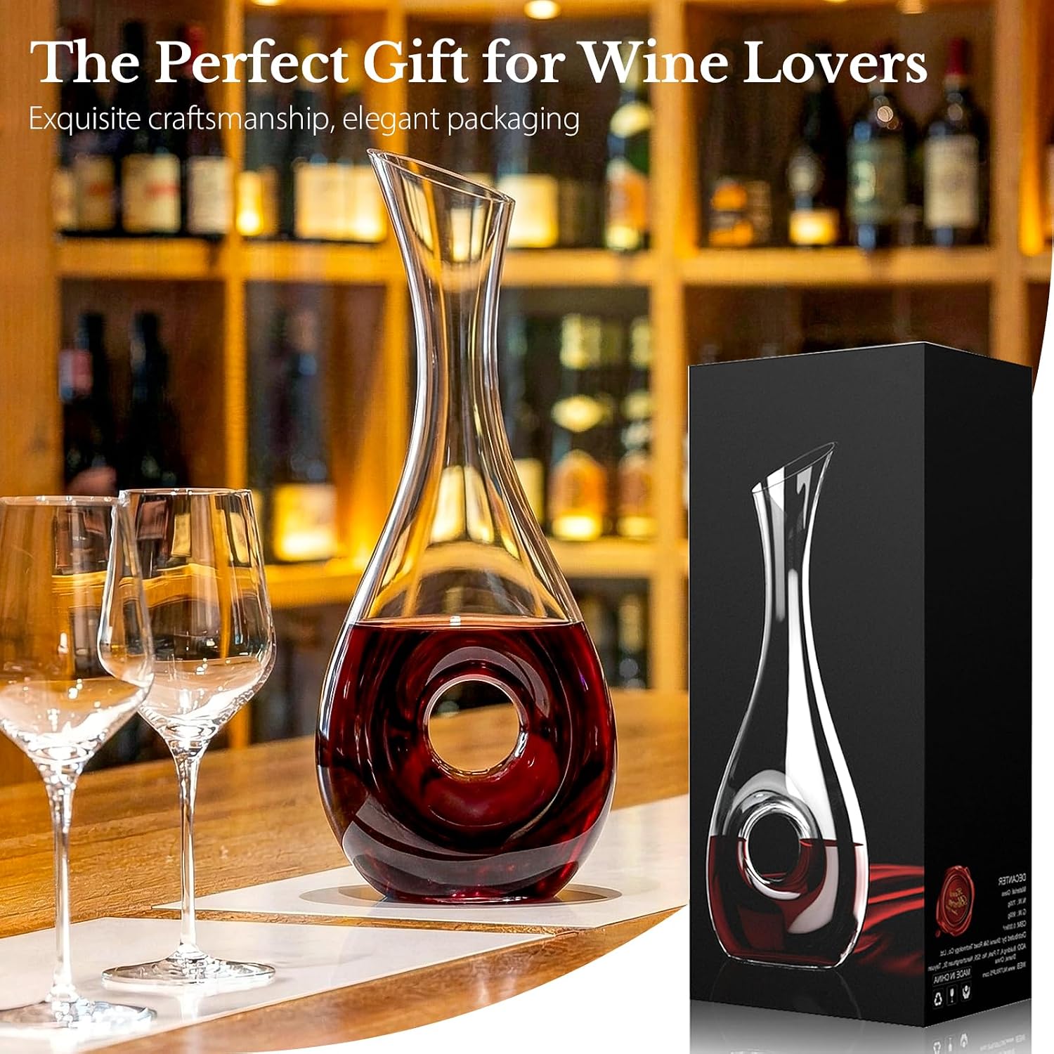NUTRIUPS 40oz Wine Decanter with Stopper for 1~2 People