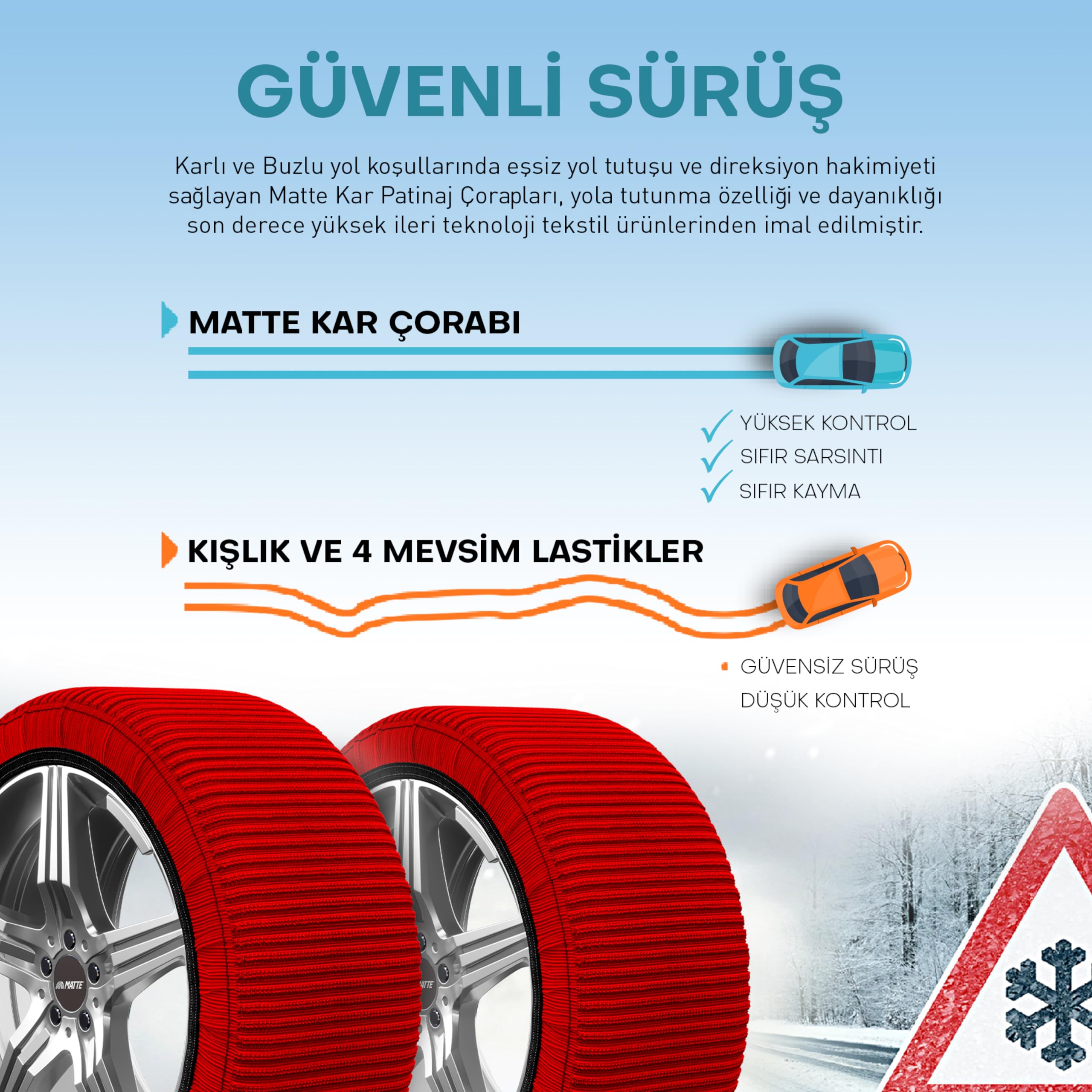 WeGeek, SERIE ACTIVE. Par de calcetines de nieve para coches, SUVs, 4×4s. Nueva HOMOLOGACIÓN EUROPEA EN 16662-1 que unifica los calcetines de nieve con las cadenas de nieve. TALLA XXL. Montaje 2min.