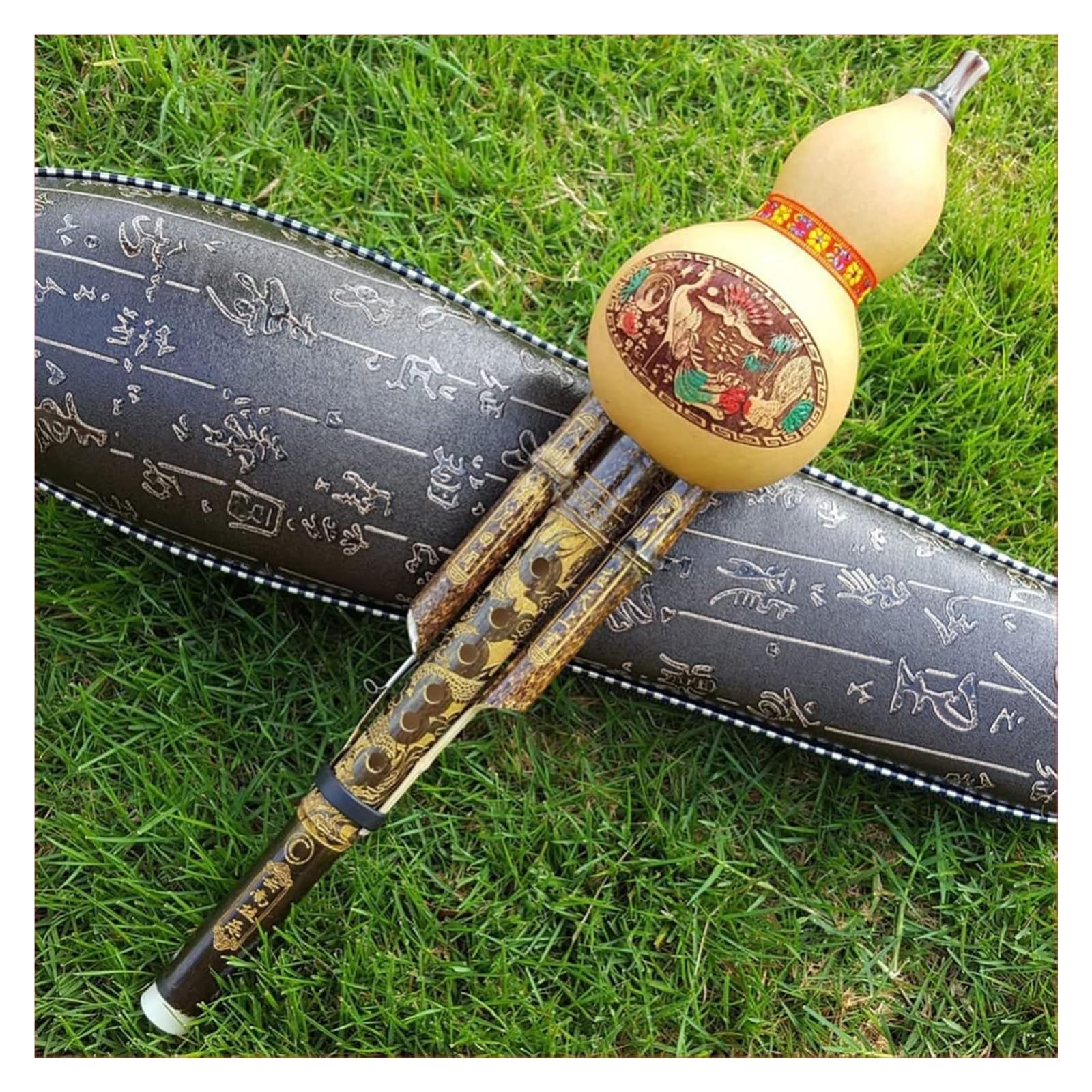 Holzwerkzeuge Nationalinstrumente Chinesisches handgefertigtes Hulusi-Bambuskürbis-Cucurbit-Flöte-Ethno-Musikinstrument for Musikliebhaberanfänger mit Verpackungsbox(B Flat)