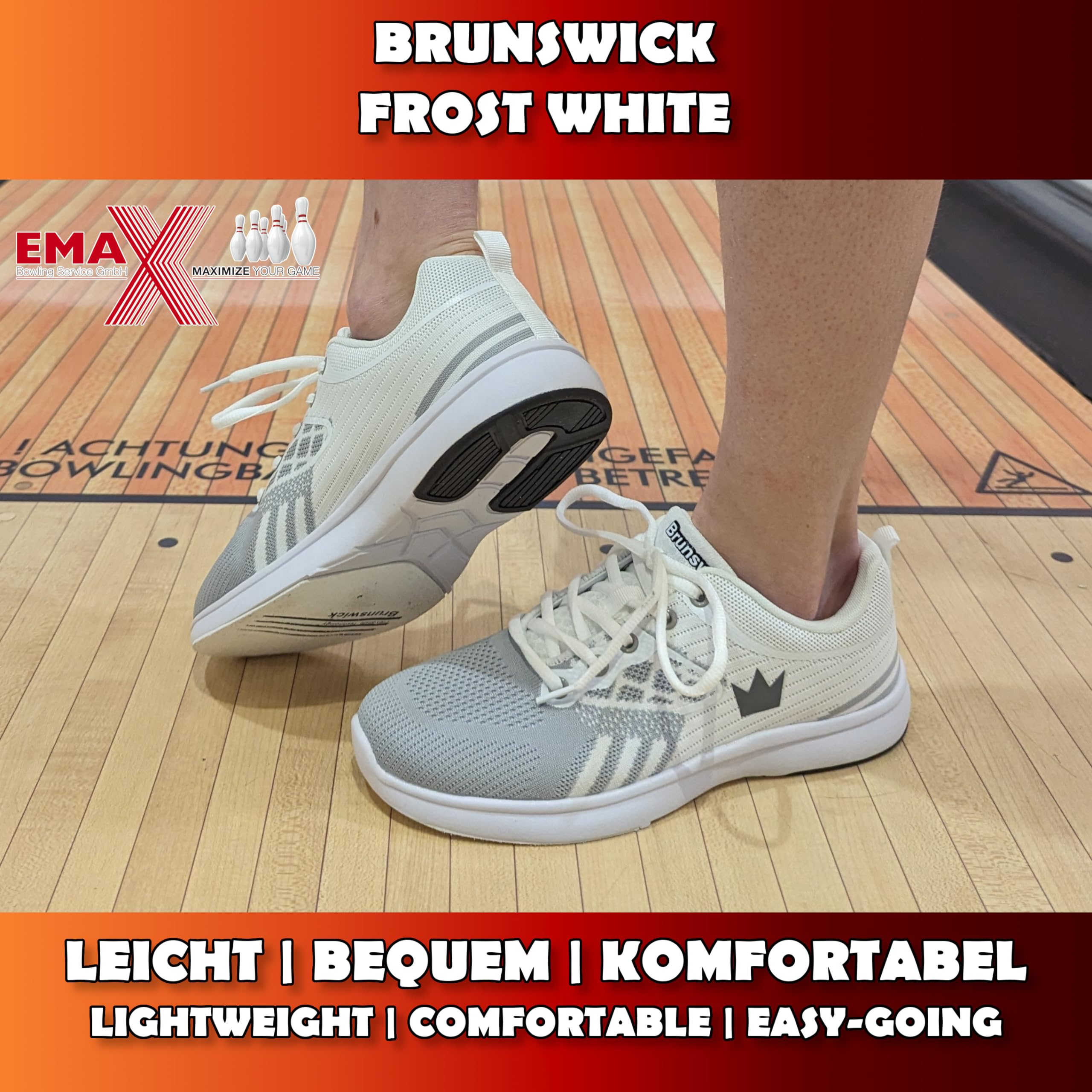 EMAX | Brunswick Bowling-Schuhe für Damen | Frost White | Frauen-Schuh für die Bowlingbahn
