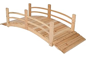 6 ft. Natural Wood Garden Bridge - Safe, Sturdy for Foot Traffic - Shin Company