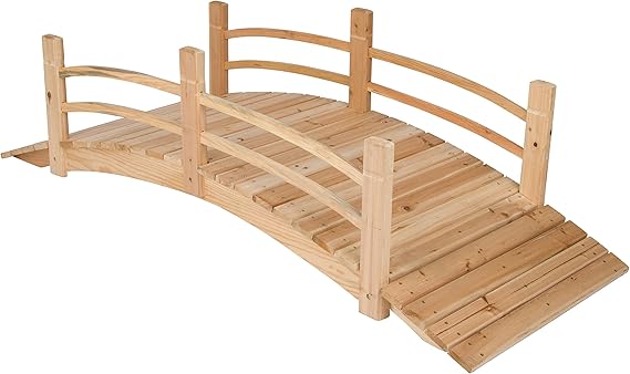 Shine Company 4982N 6 Ft. Cedar Wood Garden Bridge with Side Rails, Natural