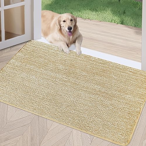 Tapete para puerta delantera, antideslizante, con parte trasera de goma, súper-absorbente, tapetes mágicos atrapa nieve y barro, tapete para la