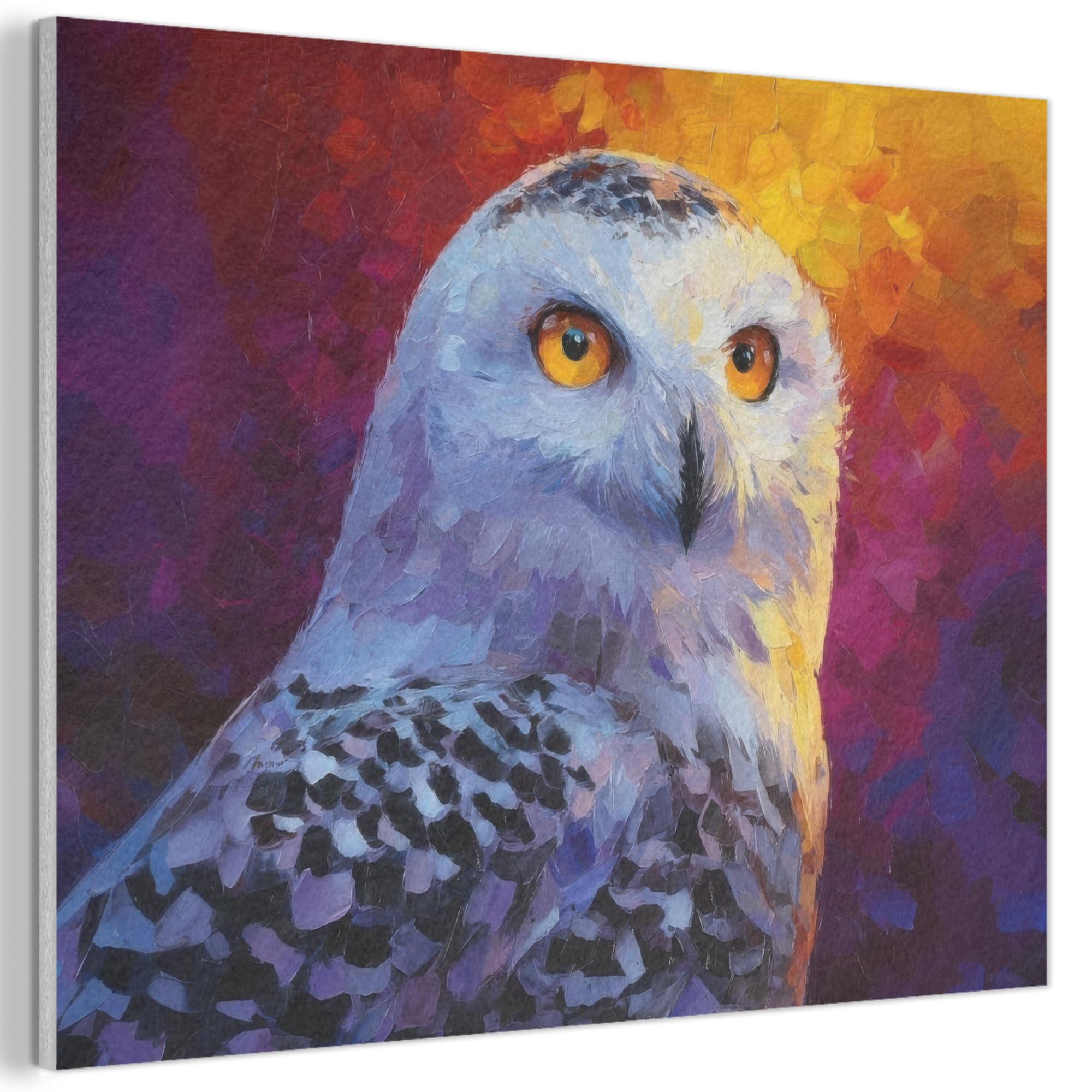 MuchoWow© Felt Panel 40x30 cm Room Style Piece Wallfillers Visual Display Decoration Wall Art Snowy Owl - Painting - Colorful - White