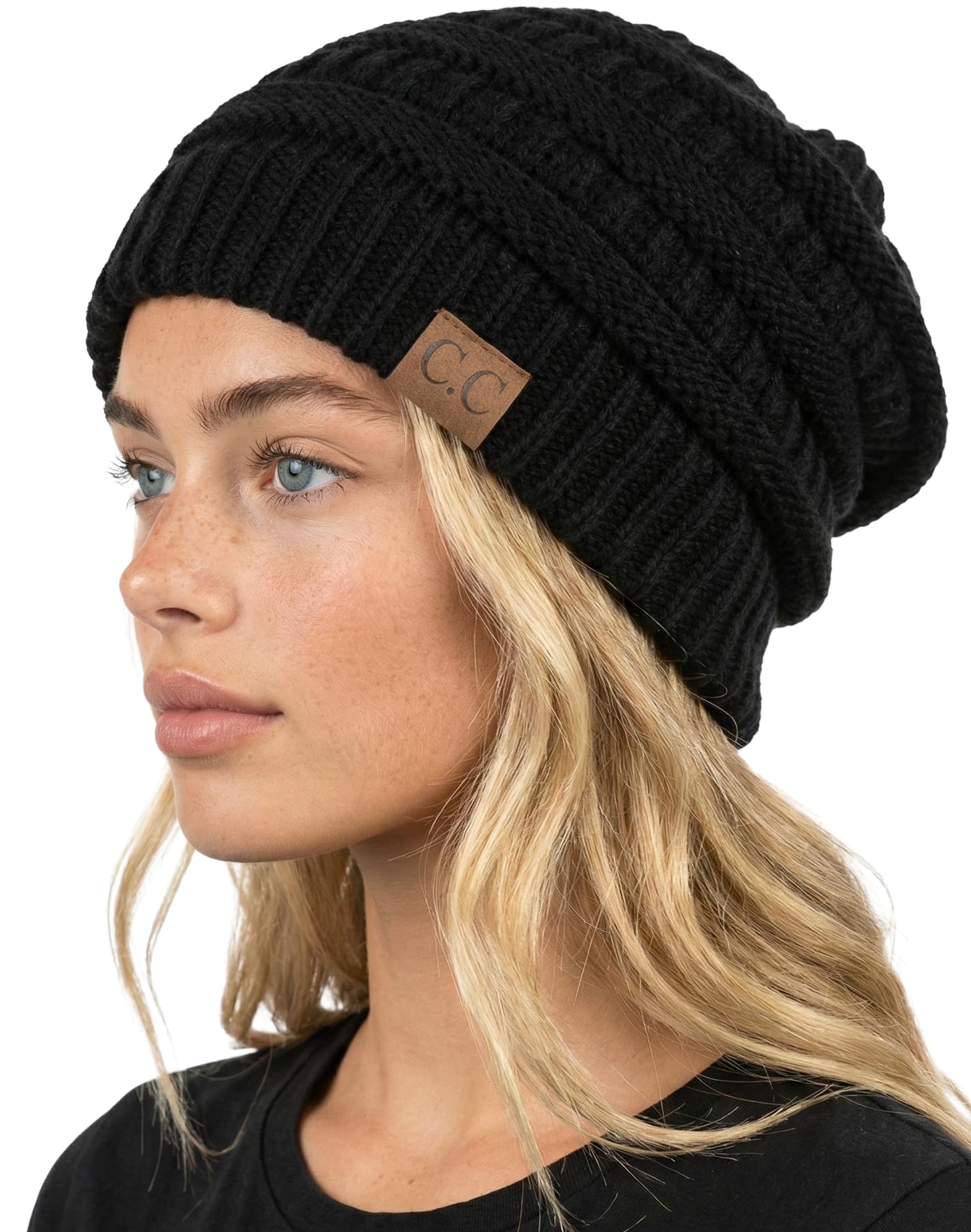 H-6020a-06 Solid Ribbed Beanie - Black