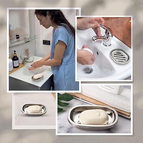 Miniatura 8 de Chandler Jabonera  Paquete de 2  Soporte de jabón de acero inoxidable  Antioxidante, soporte de esponja para fregadero de cocina  Protector de jabón