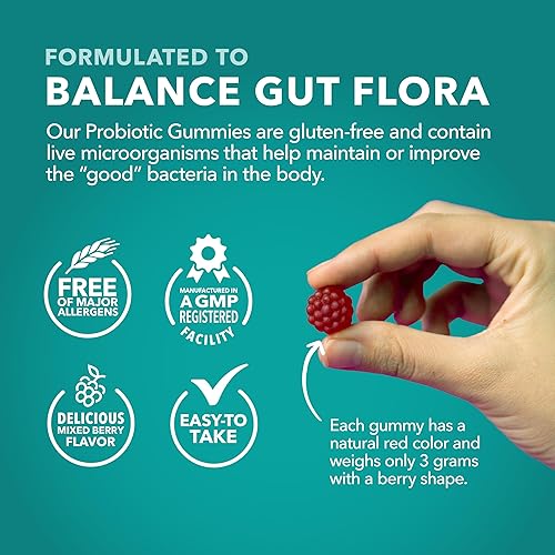 Miniatura 4 de Gomitas probióticas para apoyo digestivo y salud intestinal – 1 mil millones de UFC Bacillus Coagulans – 60 unidades – Estables en conservación, sin