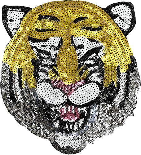 Miniatura 5 de Parches termoadhesivos de lentejuelas para disfraz de Halloween para chaqueta, rosa, cabeza de tigre (amor)