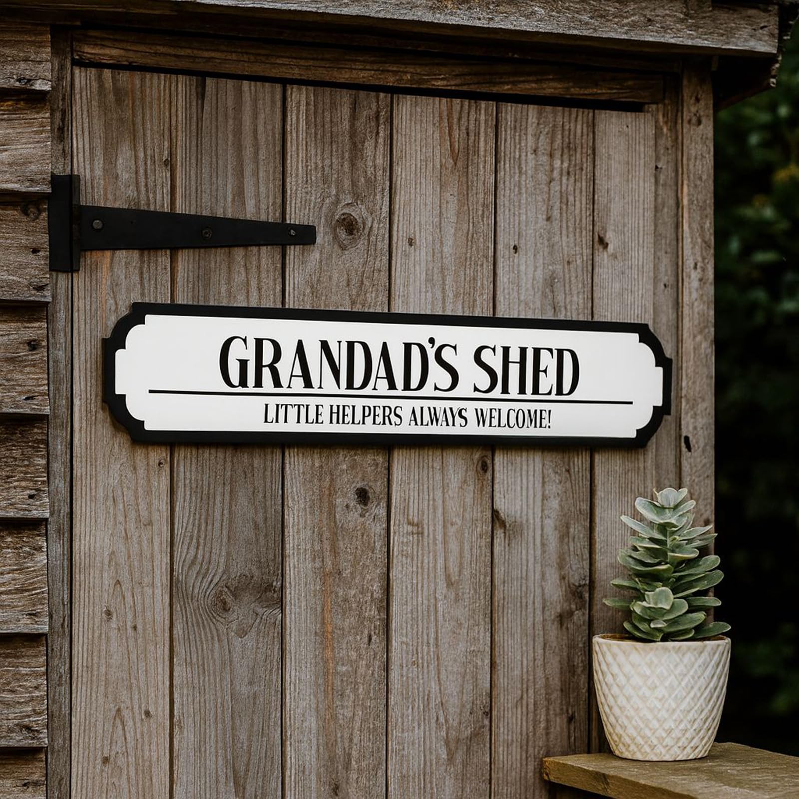Luck and Luck Personalised Shed Road Sign Grandad's Shed, 'Little Helpers Always Welcome!' Custom Plaque, Garden Workshop Sign, Unique Gift for Grandad