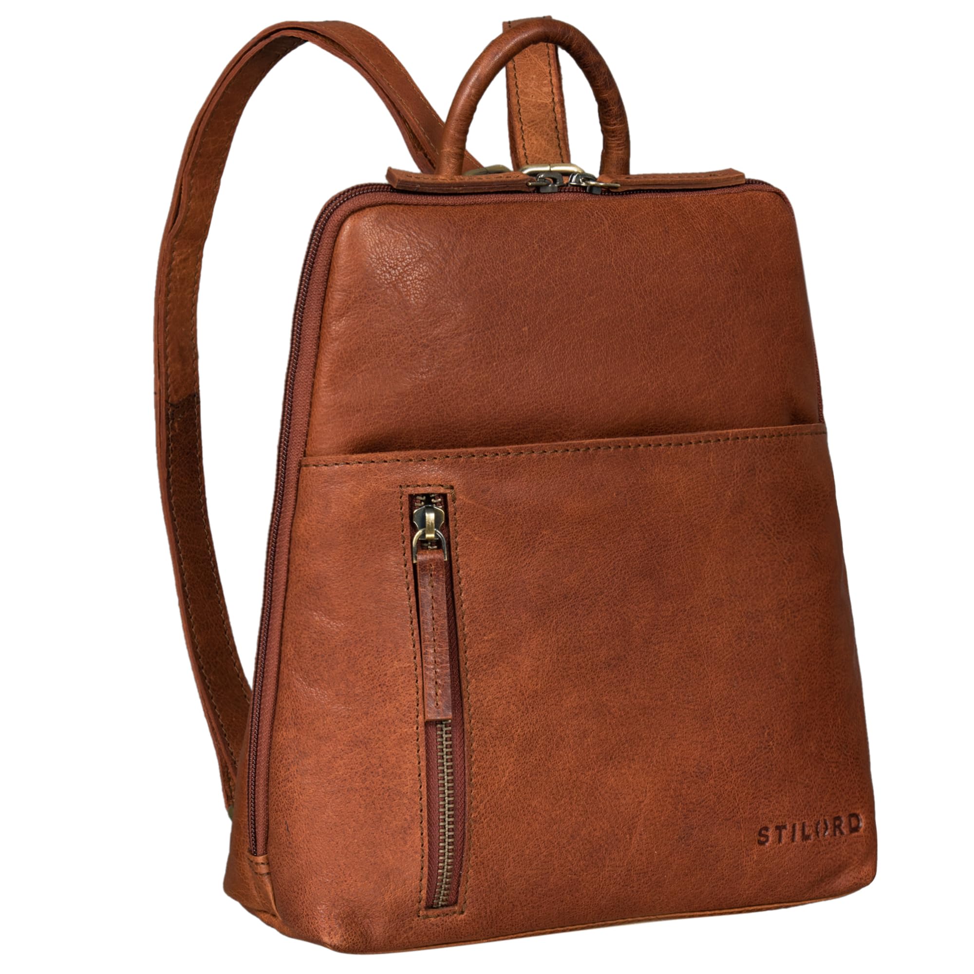 STILORD Holly Mochila Pequeña Mujer Cuero Vintage Daypack Backpack Bolso Bandolera Mochila Casual Bolsa de Mano Bolso de Viaje de Auténtica Piel Color:Negro