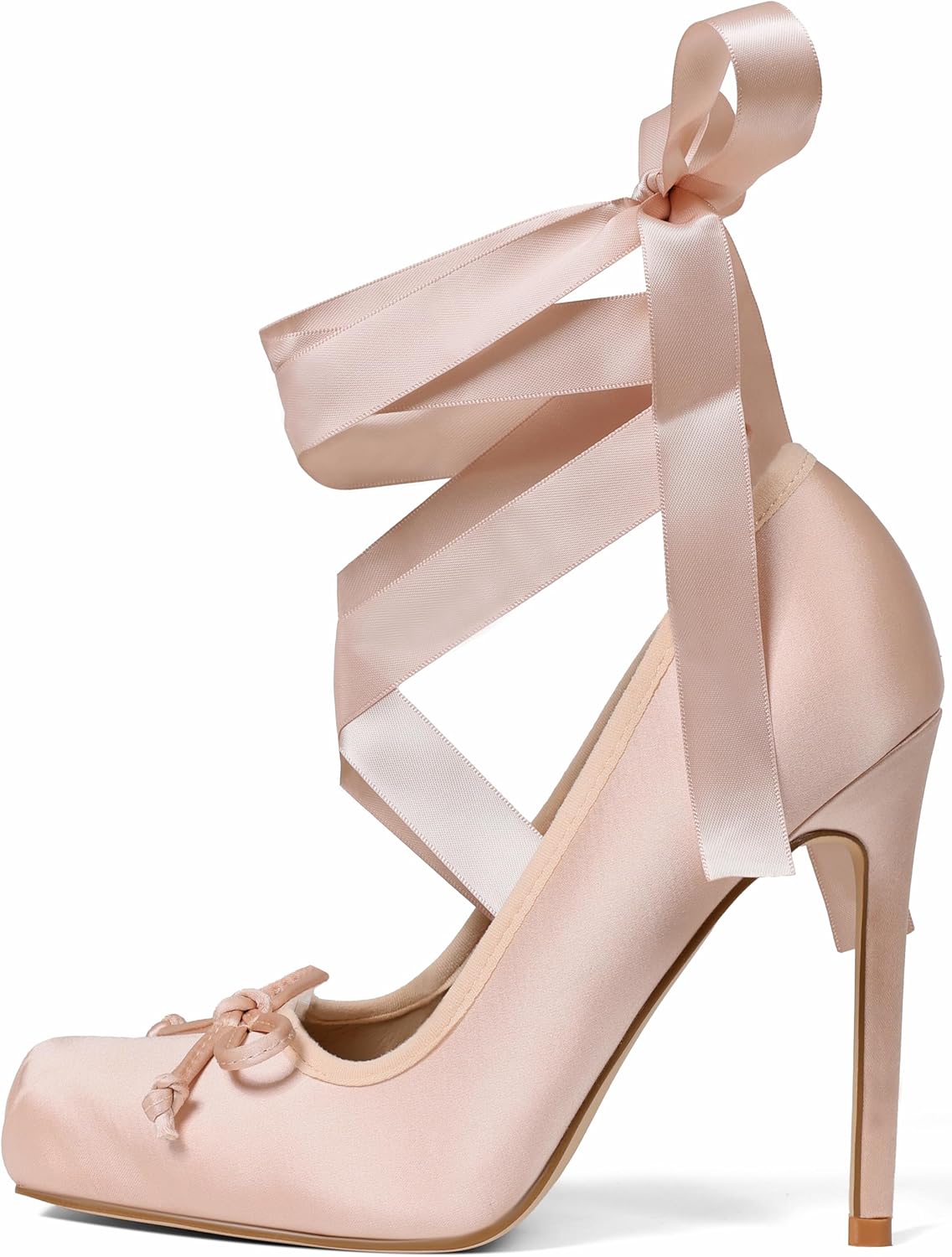Oiamenne Women's Satin Ballerina Stiletto-Heels for Wedding and Dressy - Image 4