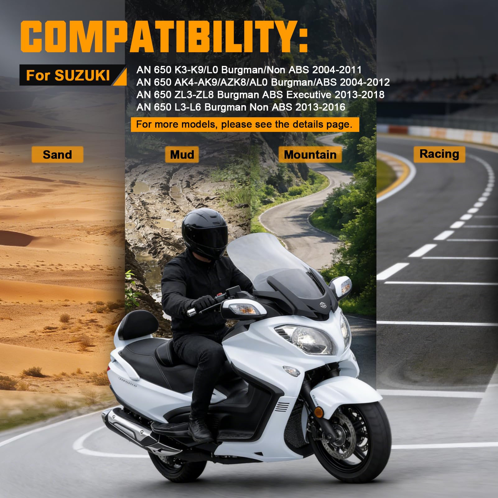 Pastiglie freno anteriori e posteriori per Suzuki AN650 AN 650 Burgman Skywave 650 2003-2016 AN650 Burgman/ABS/Executive 2004-2012