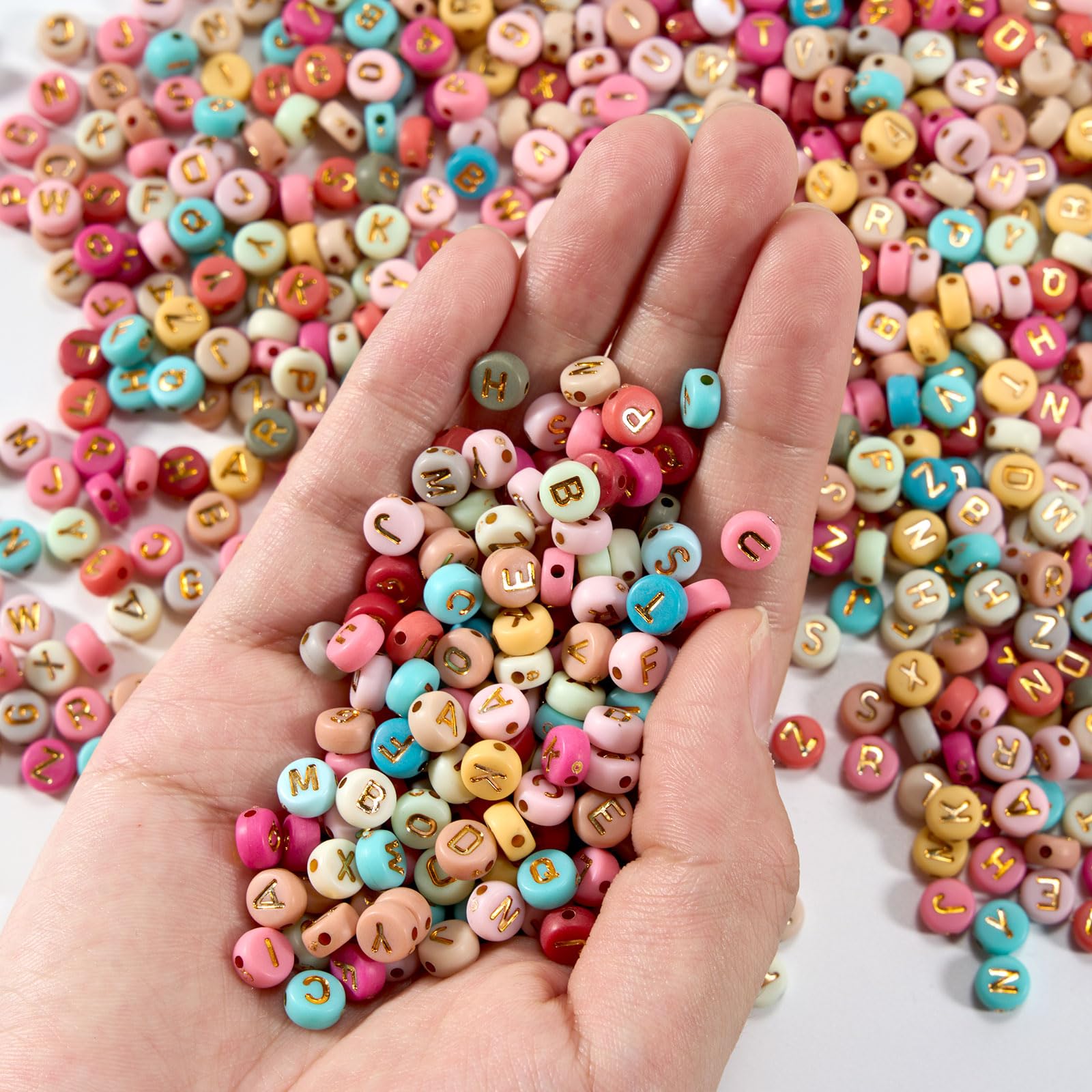 1000 Bunte Buchstaben-Perlen – 7mm, Mit Loch Zum Auffädeln, DIY Schmuck