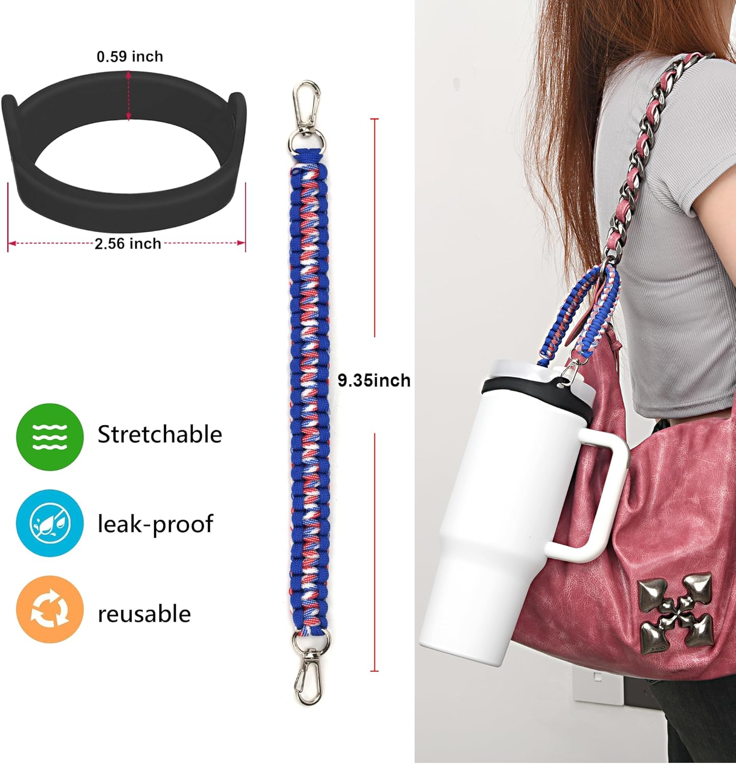 Wongeto Water Bottle Handle Strap - Compatible with Stanley Water Bottle - Paracord Handle for Stanley Cup Accessories - Image 4