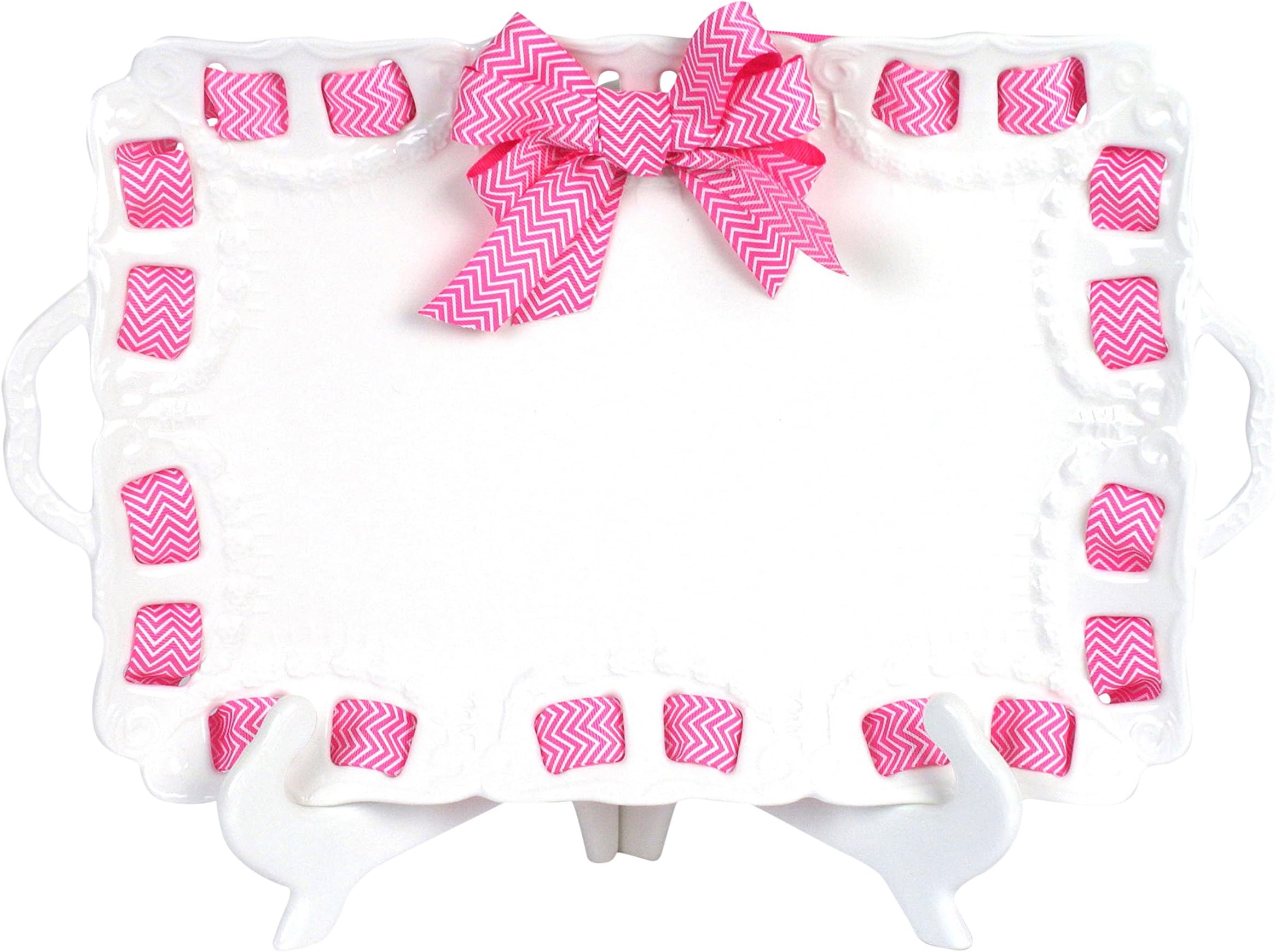 Prissy Plates Tray with Handles, White by Prissy Plates