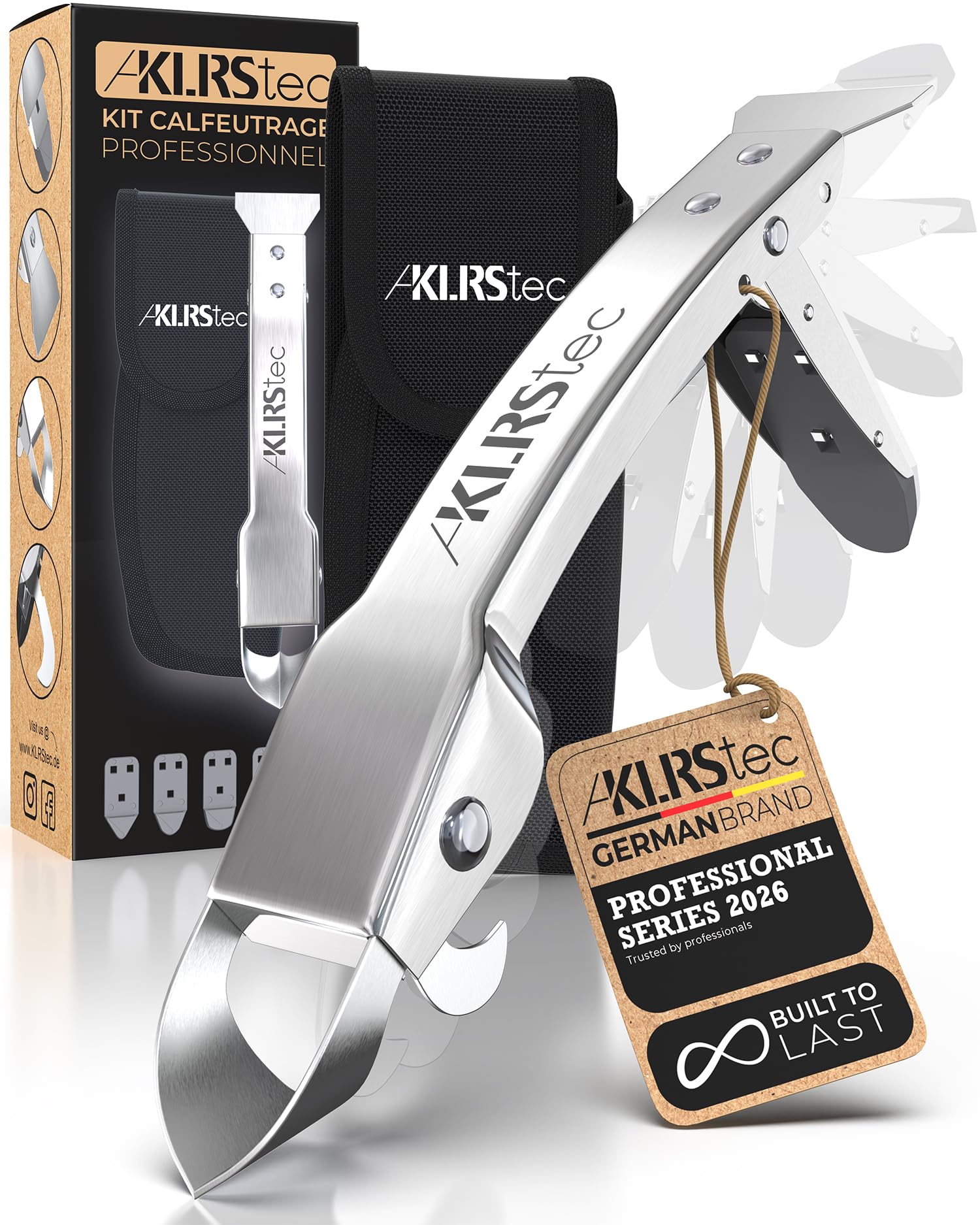 KLRStec Professional Outil de Calfeutrage de Joints [100% acier inoxydable] Multitool robuste 4 en 1 Kit Grattoir à Joints Silicone & Raclette - Set des Outils pour Rénover les Joints de Silicone