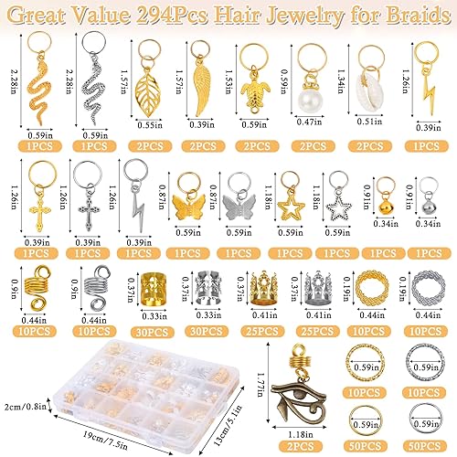 Miniatura 3 de Joyas para el cabello para trenzas Loc, joyería para rastas de cabello, accesorios de joyería de aluminio dorado y plateado para trenzas, decoración