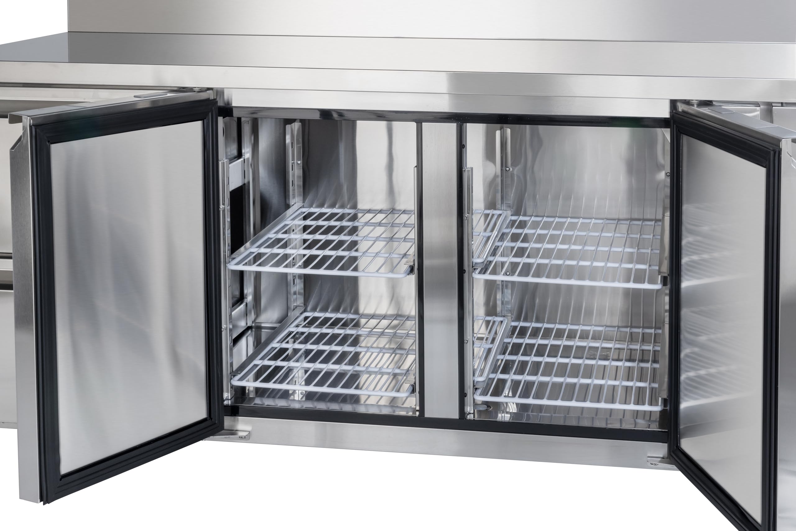 METRO Professional Table réfrigérée GCC31002D-BS, acier inoxydable, 179.5 x 70 x 85 cm, 225 L, refroidissement par air, argenté