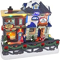 Vista 9 de Casa de Pueblo Navideño con Muñeco de Nieve – Edificio Coleccionable de Aldea Navideña Musical Iluminada con Nieve – Adición Perfecta para tus