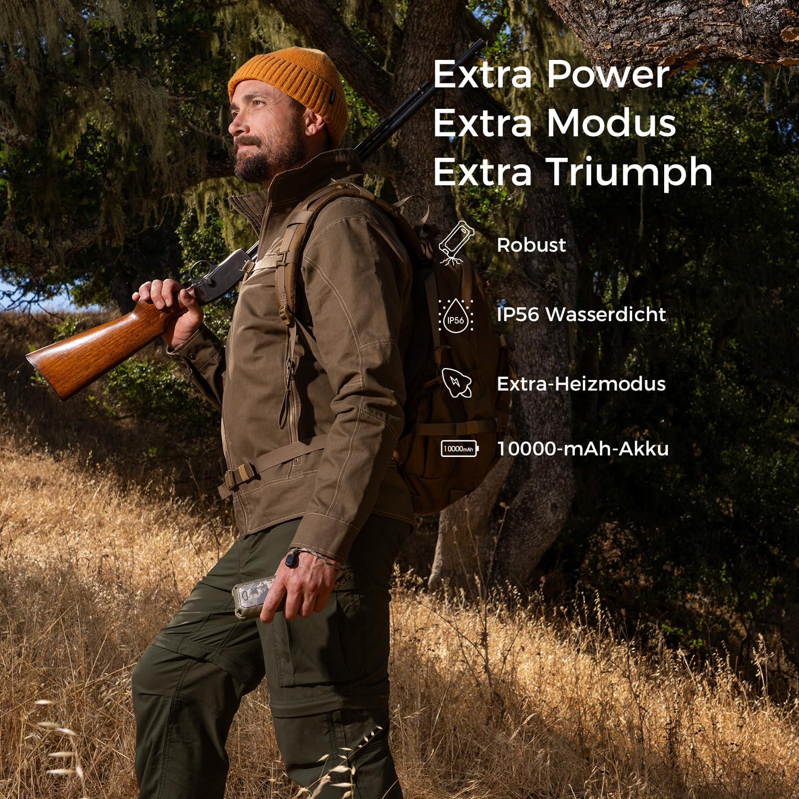 OCOOPA IP56 Wasserdichter Wiederaufladbarer Handwärmer, 10000 mAh PD Schnelllade Elektrisch Handwärmer, USB Powerbank, 16 Stunden Wärme, Eingebaute Taschenlampe, Outdoors, Camping, UT4 Extreme