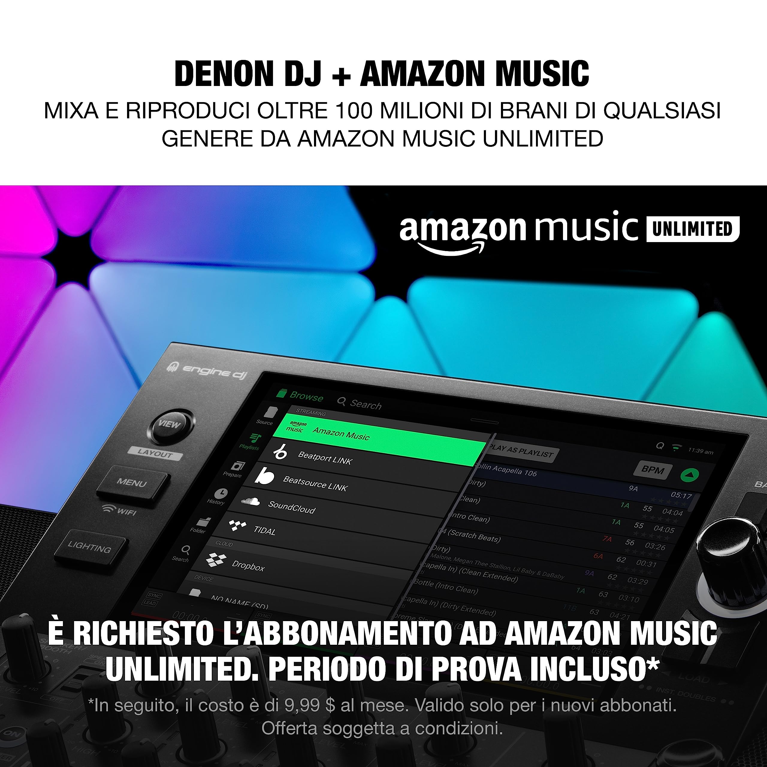 Denon DJ SC LIVE 4 + 2x Alto Professional TS410 - Console DJ, mixer DJ a 4 canali, streaming, Wi-Fi, casse + 2x Cassa Attiva PA Amplificata da 2000 W 10" con mixer a 3 canali, Bluetooth, DSP