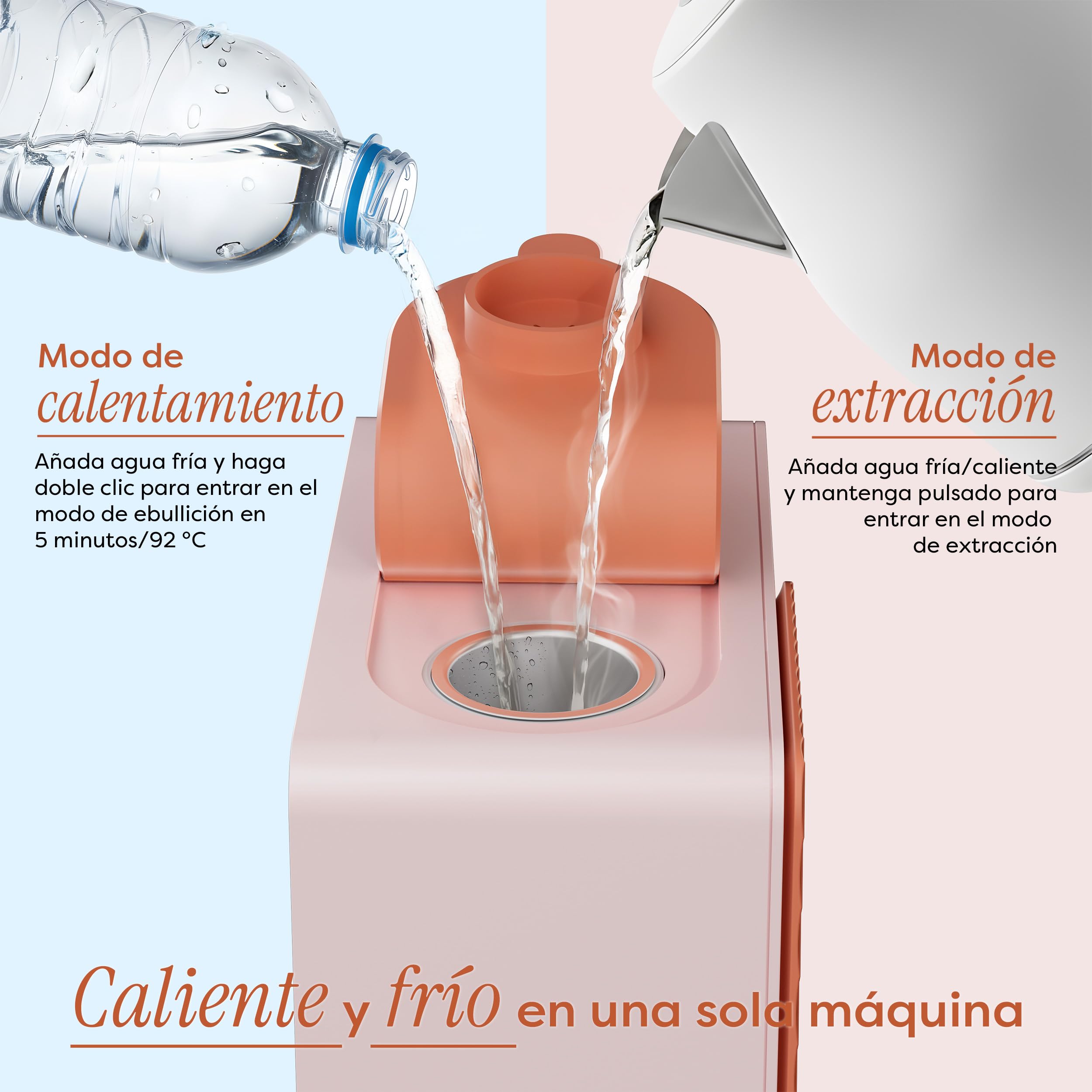 CIARRA BloomBox Cafetera Portátil Espresso de 15 bares Rosa | con Batería y Conexión a la Red Eléctrica, Máquina de Café Recargable Autocalentable para Acampadas y Viajes - CBPCM551-P