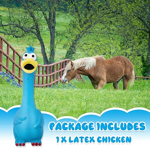 Miniatura 3 de Hungdao 1 pieza de juguetes de caballo de látex chirriante de pollo chirriante bolas de pavo para jugar falsos juguetes de pollo gritando para