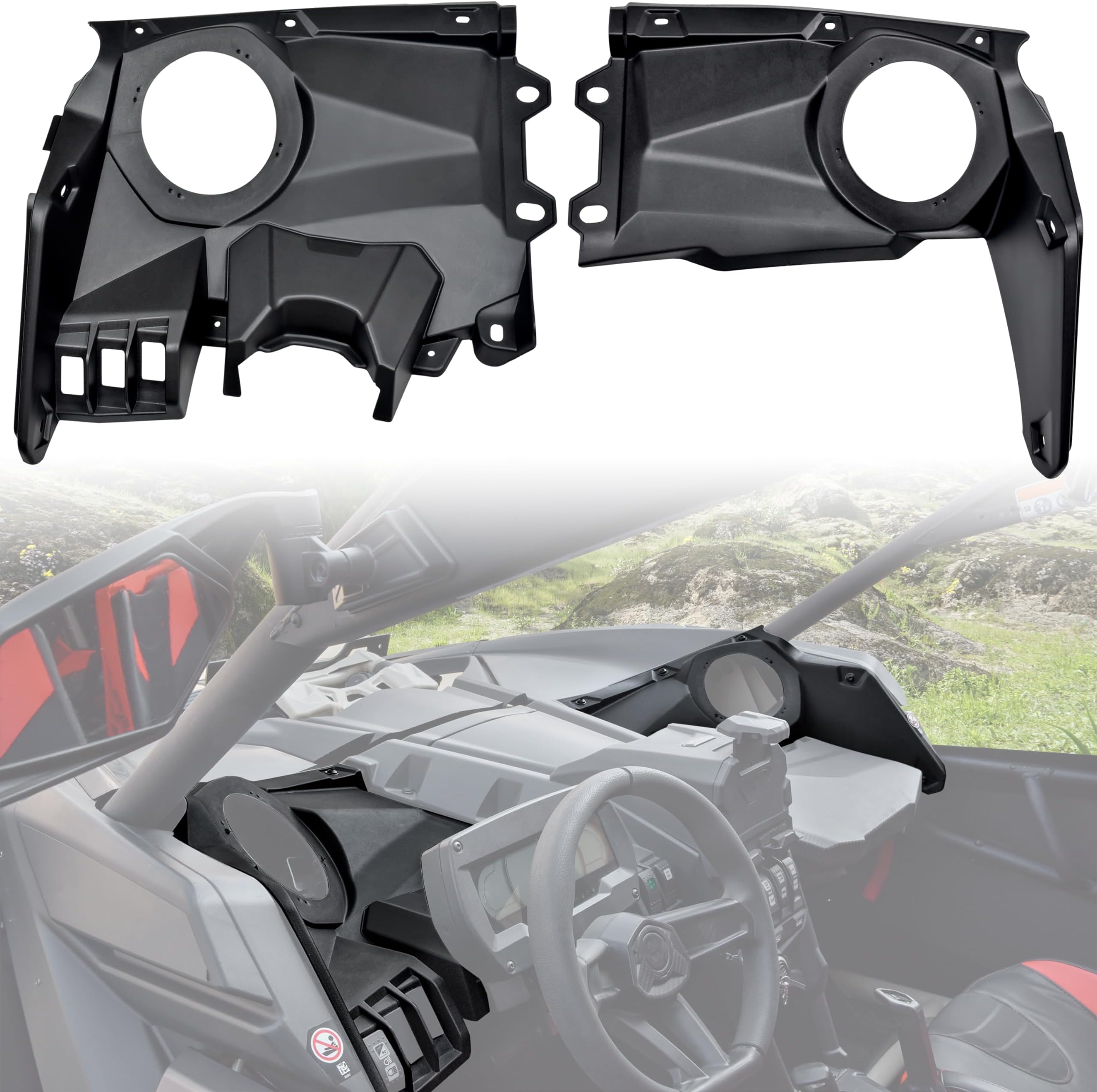 SAUTVS Front Dash Speaker Mount for Can Am X3, Front 6.5 inch Speaker Enclosure Panels for Can-Am Maverick X3 / X3 Max Stereo System 2017-2025 Accessories