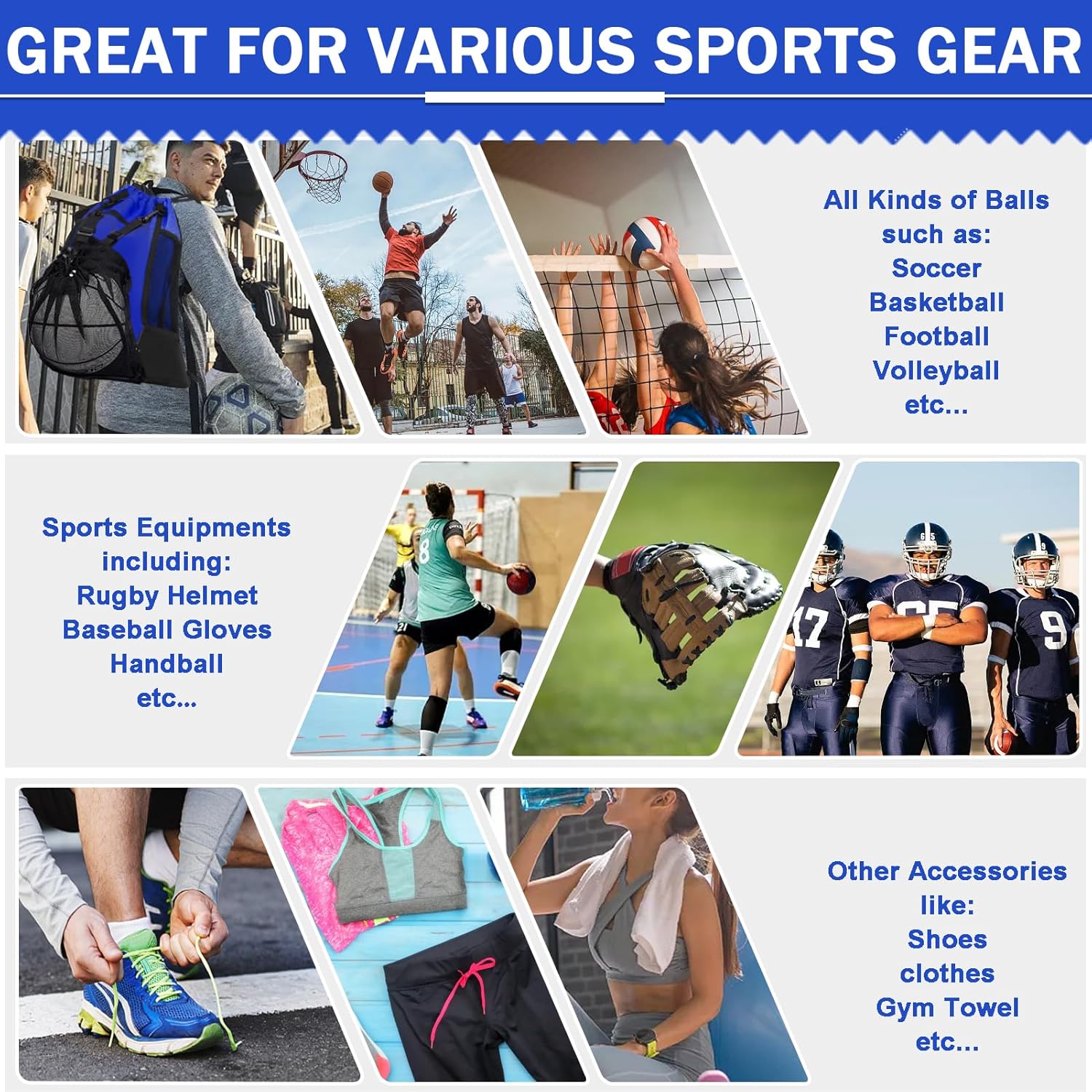 KAEGREEL Drawstring Soccer Bag Basketball Backpack for Kids Teens, Foldable Sports Bags Detachable Ball Mesh Bag for Gym Yoga Football Baseball