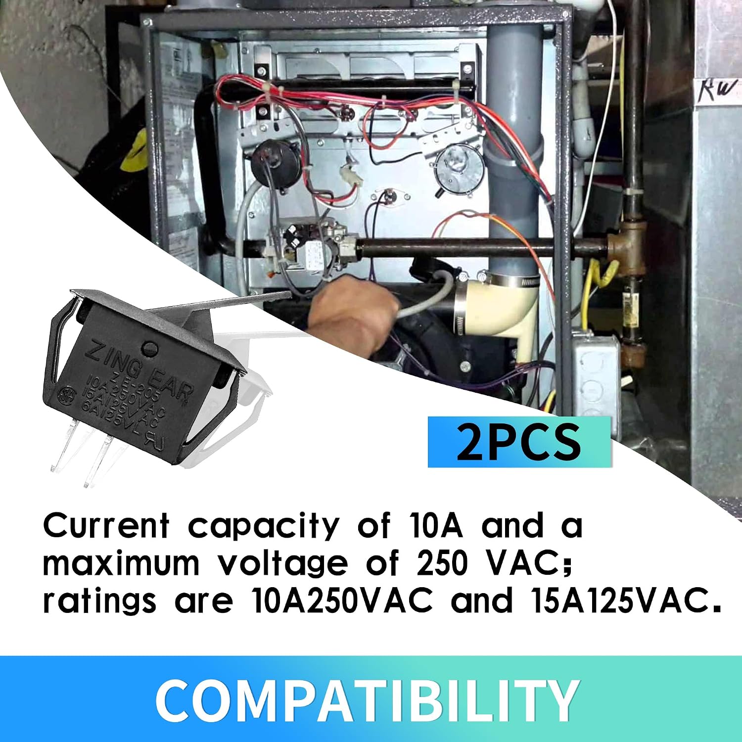 2 Pcs Furnace Interlock Door Switch Compatible with Goodman
