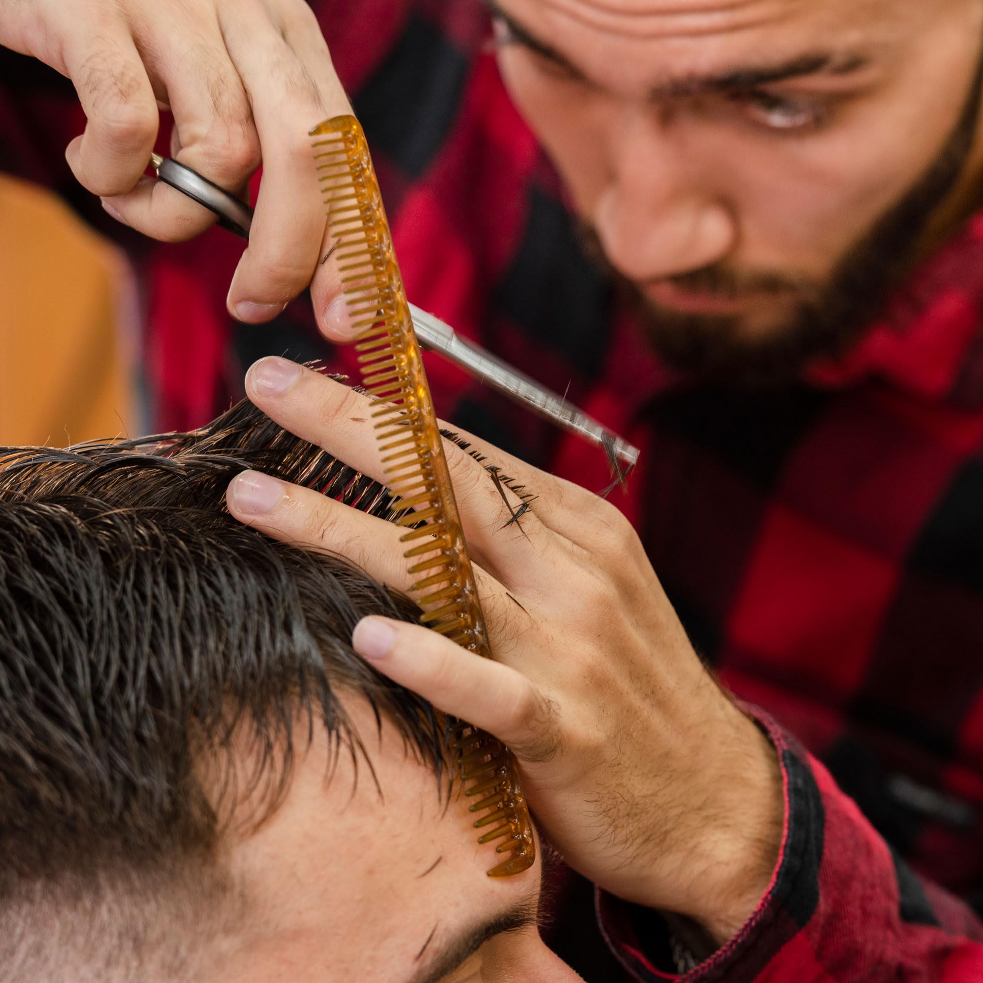 Ciseaux de coiffure professionnels Candure 6,5", ciseaux de coiffure de salon avec peigne et étui, kit de ciseaux de coiffure en acier inoxydable pour hommes et femmes (argent et or)