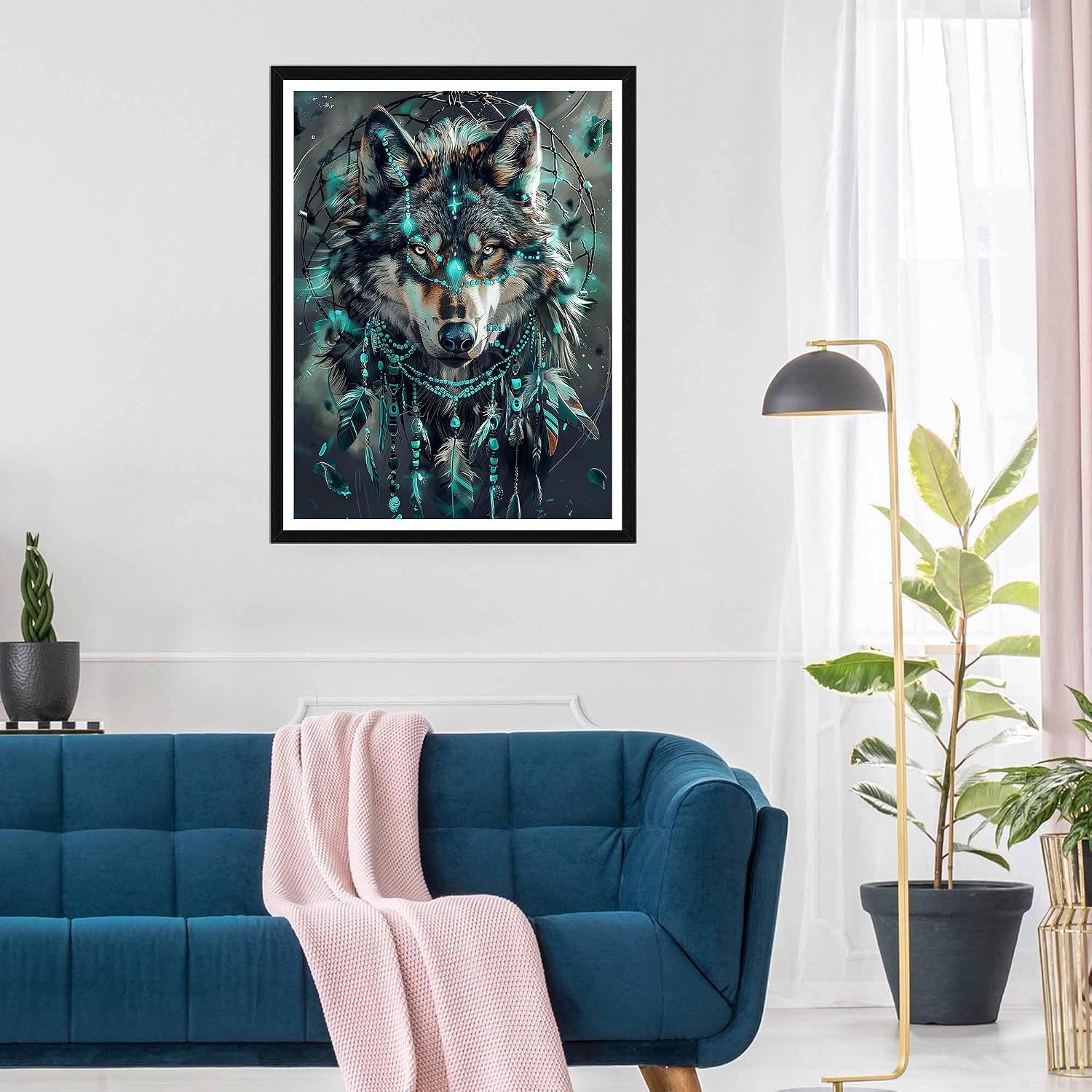 SKRYUIE 5D Wolf Diamond Painting Kits - DIY Diamond Art Kits for Adults Dreamcatcher, Full Round Drill - Crystal Cross Stitch - Adults Craft for Wall & Office Decor - 12x16 Inch image 4