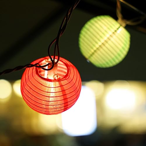 Miniatura 7 de VCOKEN Guirnalda de luces de linterna multicolor, 9.84 pies, colorida para colgar para vacaciones, mini de nailon enchufable para patio, dormitorio,