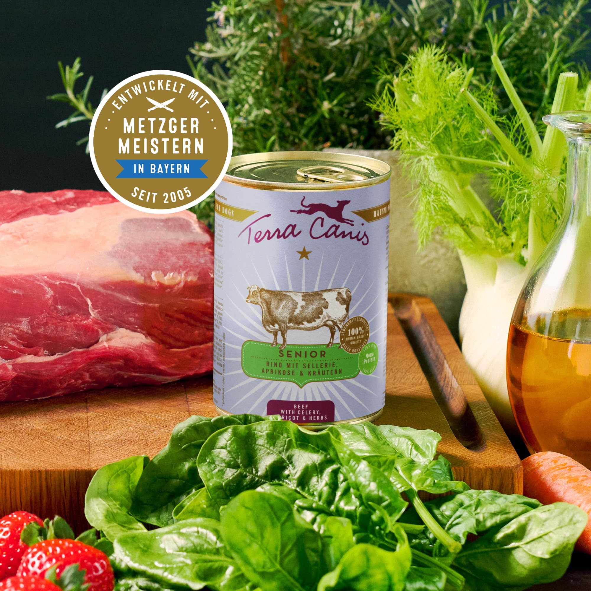 Terra Canis Pavo con Papaya, Comida húmeda Senior para Perros, 12x800g | 100% calidad alimentaria de todas las materias primas, con hierbas medicinales, receta senior, bajo en alérgenos y cereales