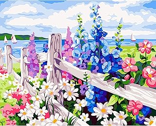 PANTSLINE Dipingere con i Numeri, Kit per Pittura, Colorare con i Numeri Bambini, Tele da Colorare per Adulti, Quadro da Colorare con Numeri, Quadro Numeri Dipingere Senza Cornice, Fiori 40*50cm