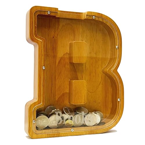 Miniatura 2 de Alcancía personalizada del alfabeto de madera, alcancía para niños y niñas, alcancía para monedas, se puede utilizar como regalo de Navidad y