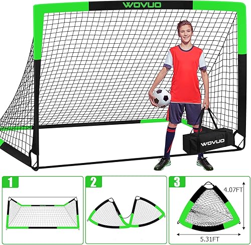 Miniatura 5 de Kids Soccer Goals for Backyard Set of 2, 6x4 ft Portable Toddler Soccer Goal Training Equipment with Soccer Target, Ball, Cones, Soccer Net for Kids