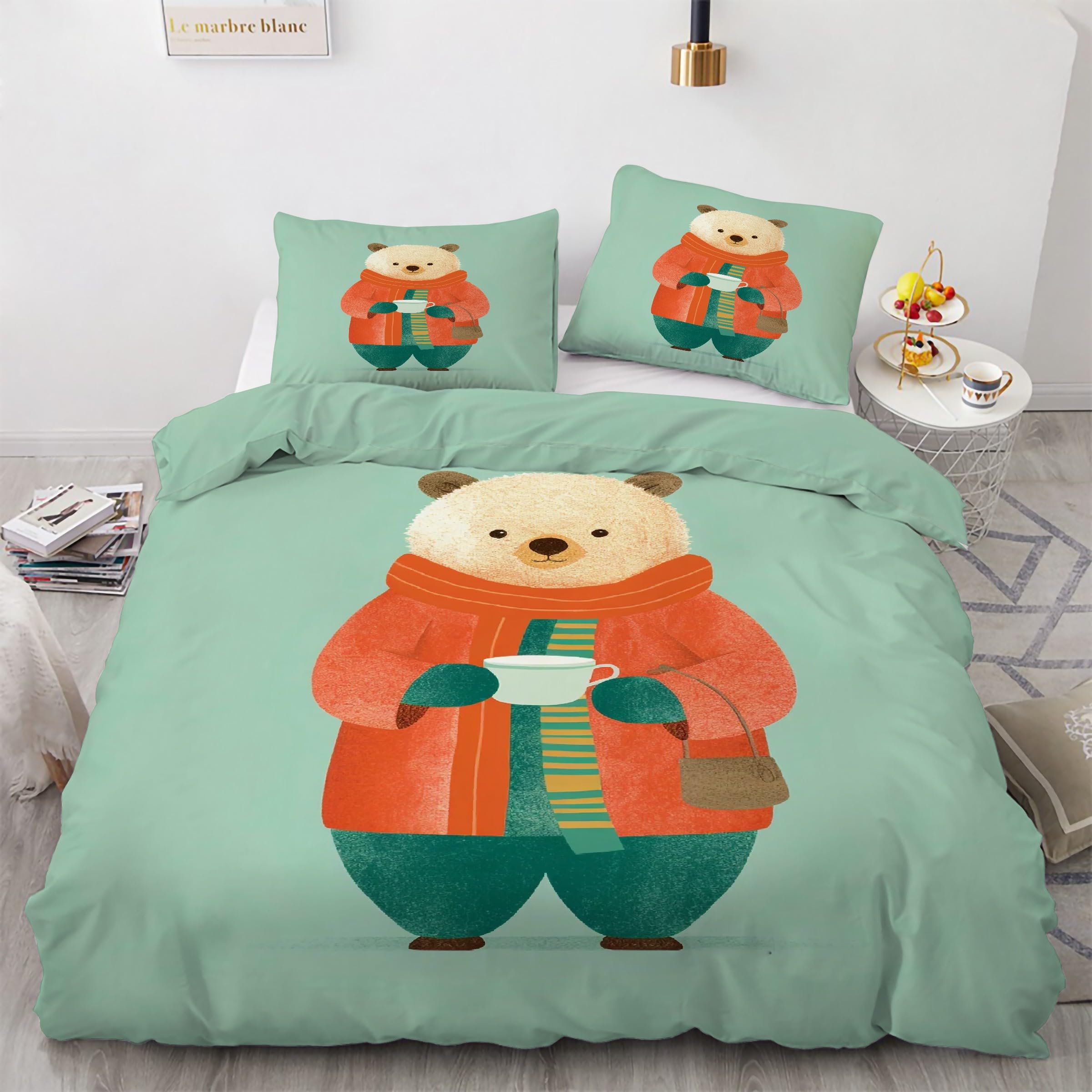Housse de couette ours mignon 220x240 pour une atmosphère tendre et relaxante