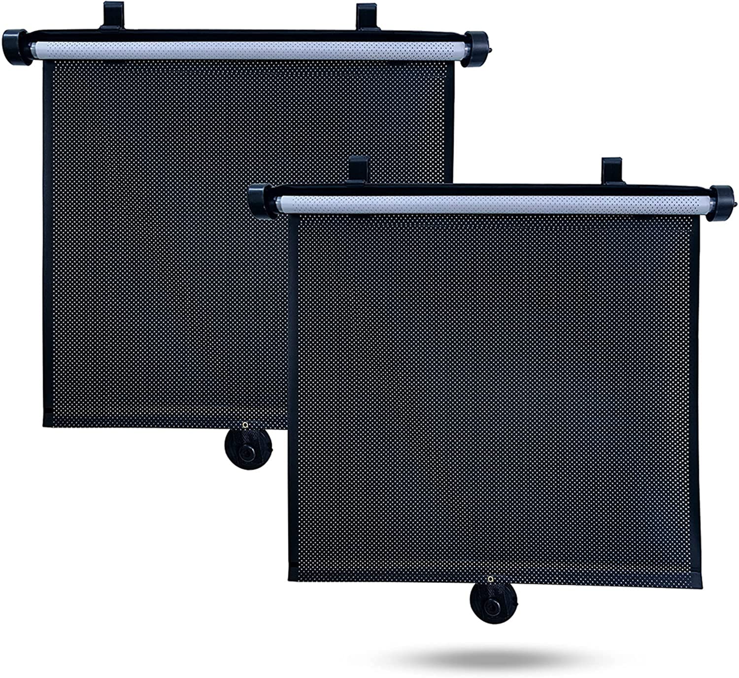 KASTWAVE Car Side Window Sun Shade (2 Pack) | Retractable Car Roller Sunshade for Kids, Pets | Baby Car Window Shades for UV and Sun Glare Protection | Car Window Blinds for Privacy Blackout 15"x17"