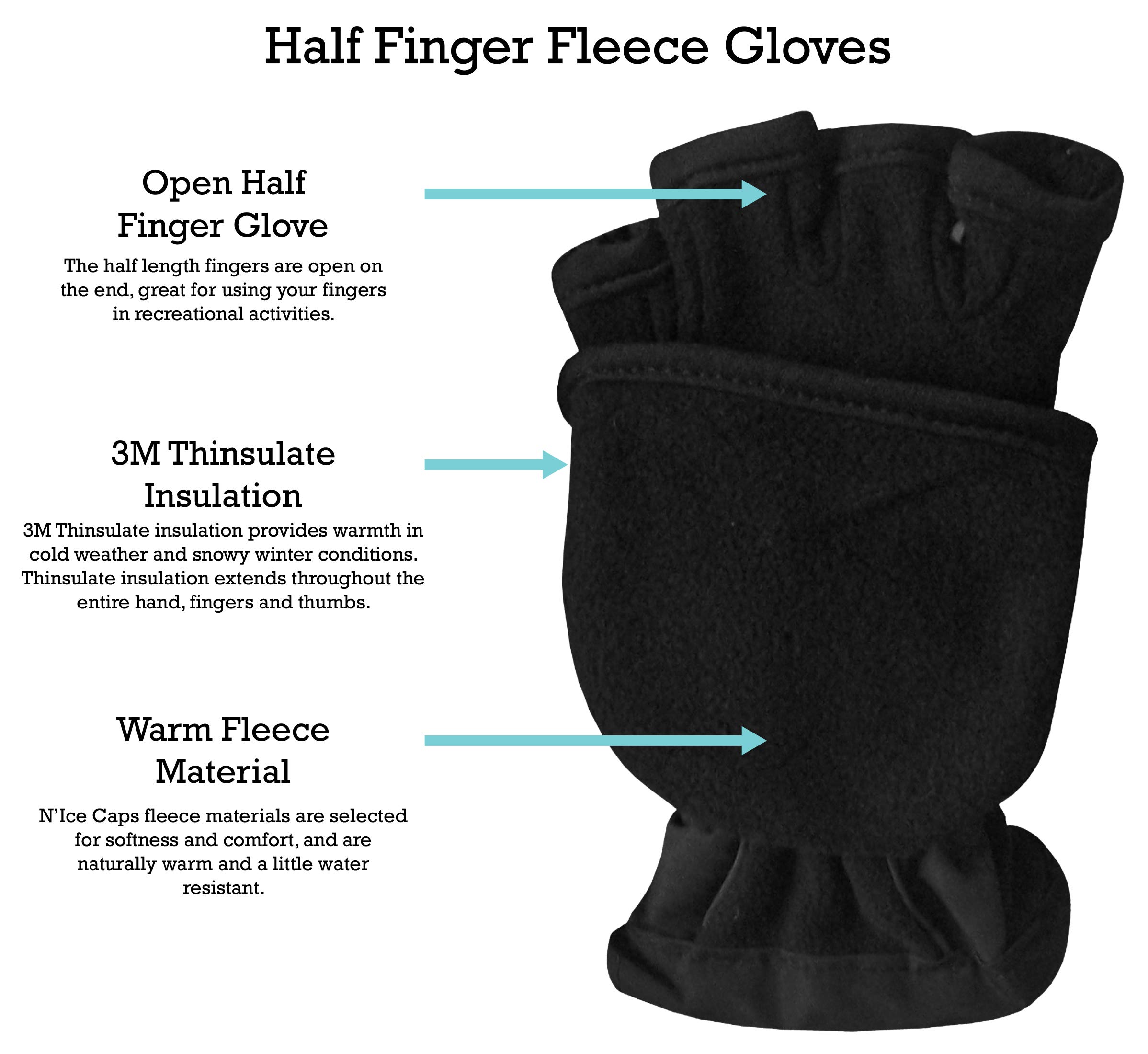 N'Ice Caps Convertidor de invierno con forro aislante para niños, guantes sin dedos a manoplas