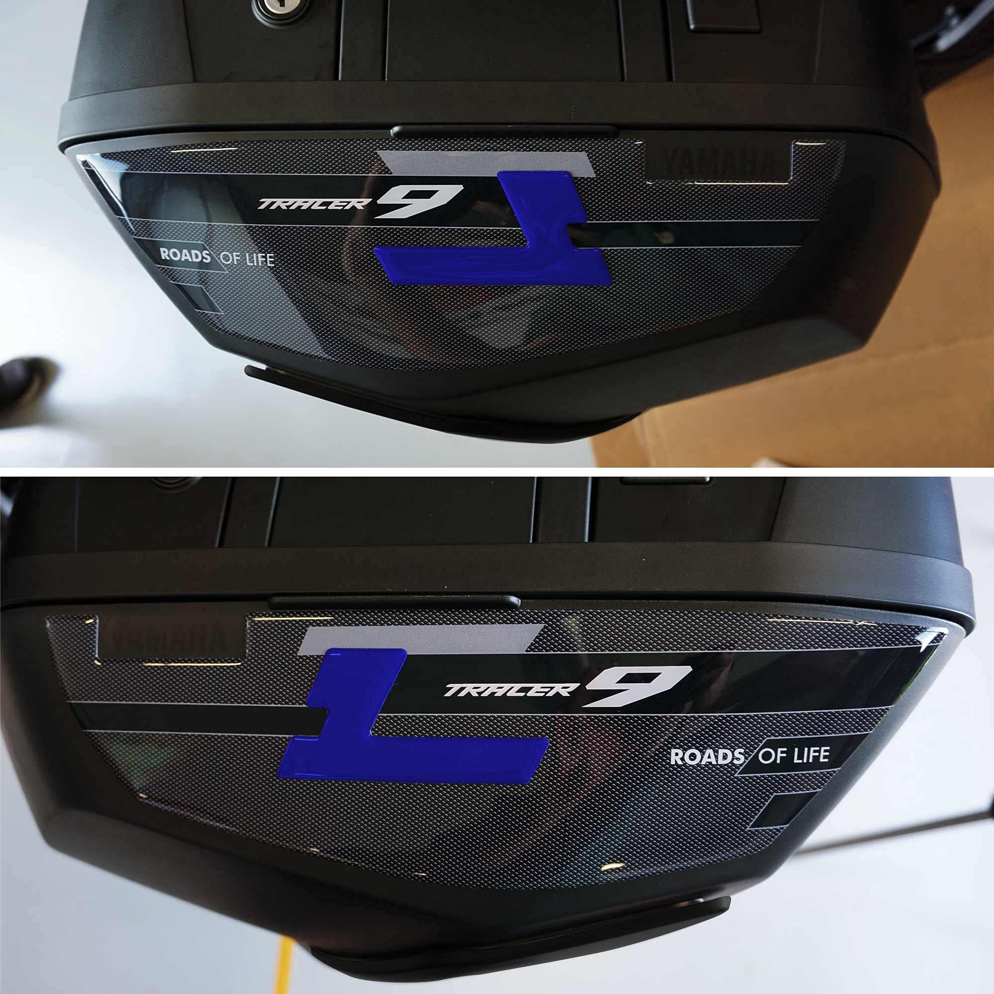 labelbike - 3D Resin Stickers Decorations and Protections of Motorcycle Side Bags Compatible with Yamaha Tracer 9 2021 - Blue Color