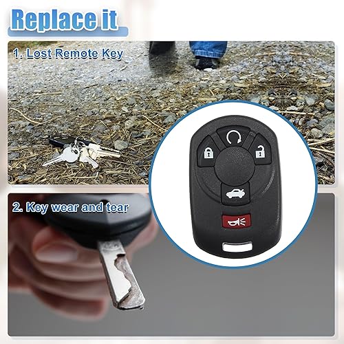 Miniatura 4 de ACROPIX Llavero remoto de entrada sin llave de 315 MHz, 5 botones, apto para Cadillac STS 2005 2006 2007 M3N65981403 - Paquete de 1 negro