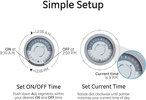 Miniatura 5 de GE Interruptor de temporizador mecánico de piscina de 24 horas, temporizador de bomba de piscina de capacidad de carga de 2 HP 40 A, caja nominal