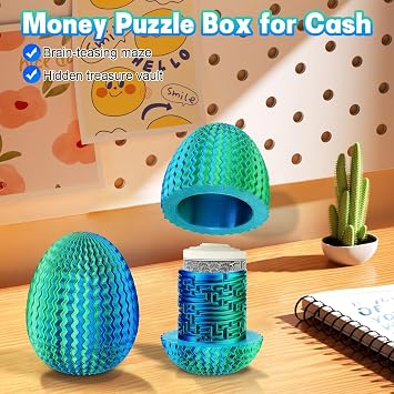 Mystery Egg Puzzle Box, Easter Gifts for Him Her, Easter Eggs Money Maze Puzzle Box for Cash Gifts, 3D Printed Brain Teaser Puzzle Toy for Adults Teens, Novelty Birthday Gift